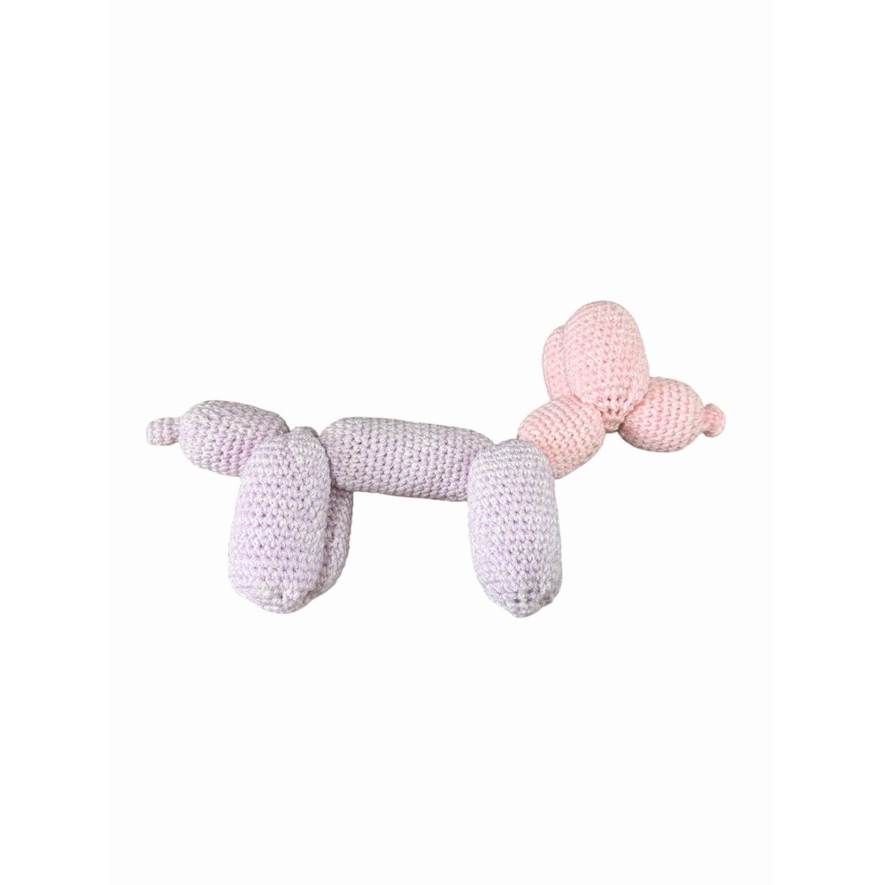 New Handmade Crochet Plushie Toy BALLOON DOG interactive pink purple